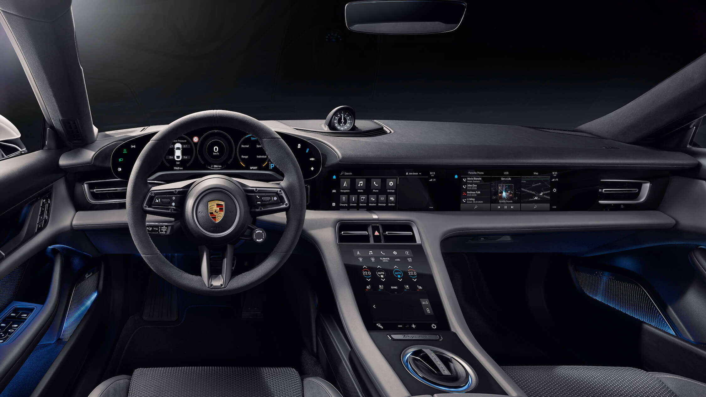 elektrische Porsche Taycan interieur