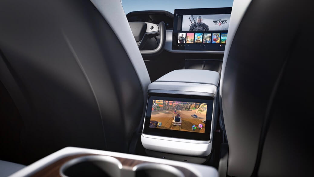 Tesla Model S scherm achteraan